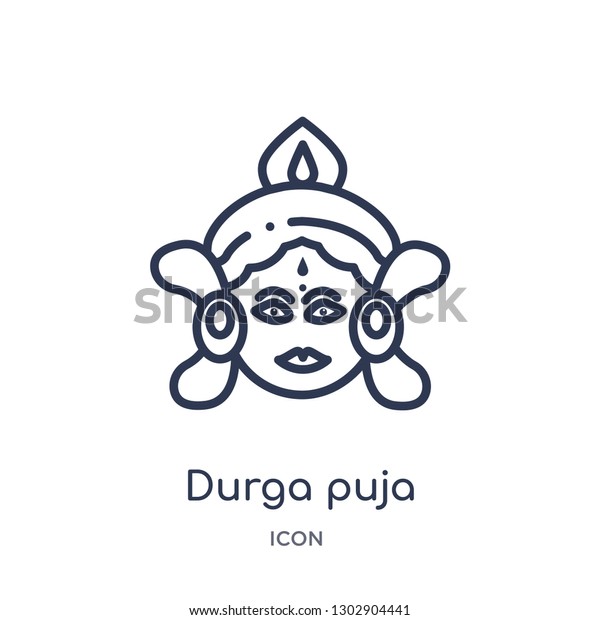 Linear Durga Puja Icon India Outline Stock Vector (Royalty Free ...