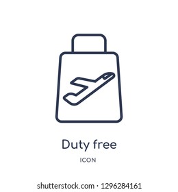 Linear duty free icon from Delivery and logistic outline collection. Thin line duty free icon vector isolated on white background. duty free trendy illustration