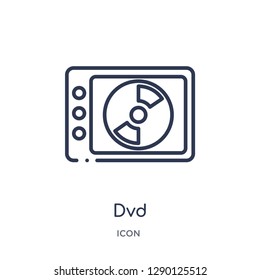 Linear dvd icon from Cinema outline collection. Thin line dvd vector isolated on white background. dvd trendy illustration