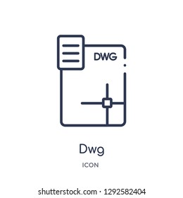 Linear dwg icon from File type outline collection. Thin line dwg icon vector isolated on white background. dwg trendy illustration