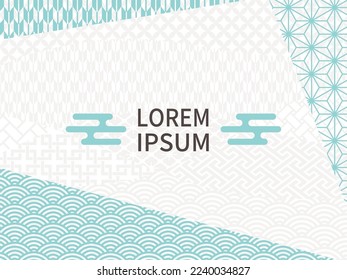 Linear and dynamic Japanese pattern in bright blue. Abstract background. Yagasuri, blue sea waves, etc.