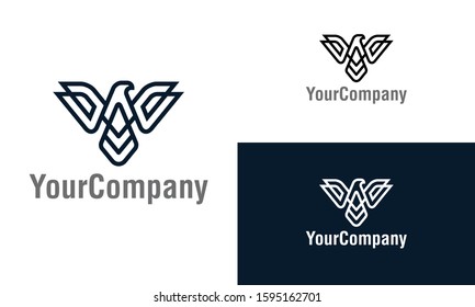 Linear eagle logo icon design template elements. Simple minimalist template graphic illustration. Creative vector emblem, for icon or design concept.