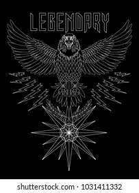 linear eagle print design.Vector