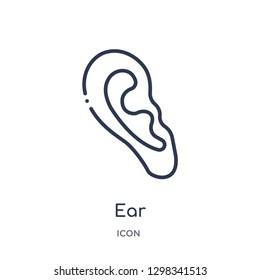 Linear ear icon from Medical outline collection. Thin line ear icon isolated on white background. ear trendy illustration