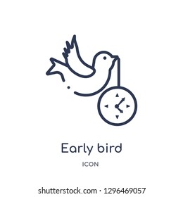 Linear early bird icon from Crowdfunding outline collection. Thin line early bird icon vector isolated on white background. early bird trendy illustration