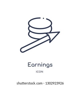 Linear earnings icon from Human resources outline collection. Thin line earnings icon isolated on white background. earnings trendy illustration