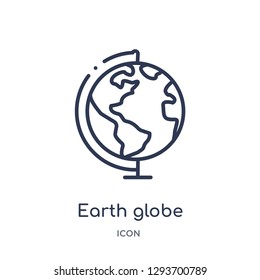 Linear earth globe icon from Education outline collection. Thin line earth globe icon vector isolated on white background. earth globe trendy illustration