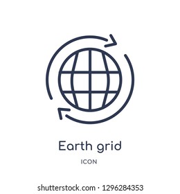 Linear earth grid icon from Delivery and logistic outline collection. Thin line earth grid icon vector isolated on white background. earth grid trendy illustration