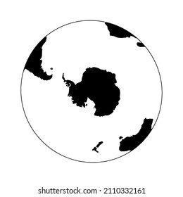 Linear Earth Silhouette. From The Antarctic Side. Globe. Planet Earth. Vector Illustration.