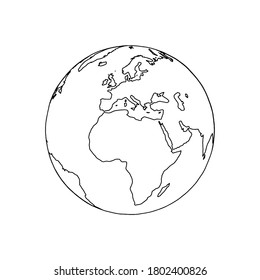 Linear earth silhouette. Globe. Planet Earth. Vector illustration.