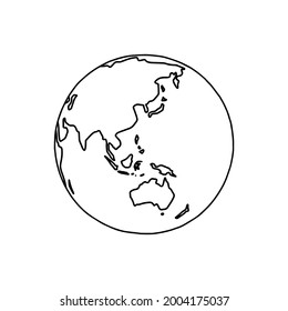 Silhouette de tierra lineal. Globe. Planeta Tierra. Ilustración vectorial.