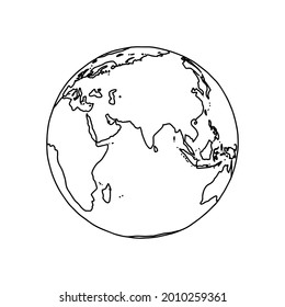 Linear earth silhouette. Globe. Planet Earth. Vector illustration.