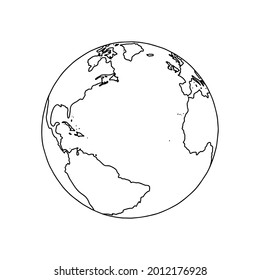 Linear earth silhouette. Globe. Planet Earth. Vector illustration.