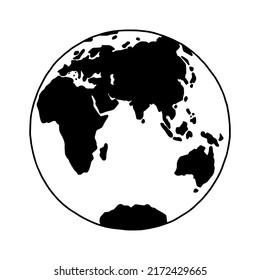 Linear earth silhouette. Globe. Planet Earth. Vector illustration.