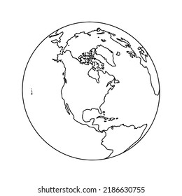 Linear earth silhouette. Globe. Planet Earth. Vector illustration.