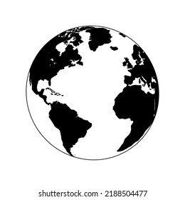 Linear earth silhouette. Globe. Planet Earth. Vector illustration. 
