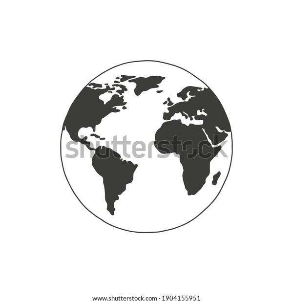 線形の地球シルエット 地球 地球 ベクターイラスト のベクター画像素材 ロイヤリティフリー