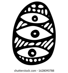 Linear easter egg with an element of eyes. Egg for the feast with the personification of: the Son, the Father and the Holy Spirit. You can also associate with a magic stone, a mystical ornament.