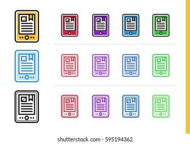 Linear E-BOOK icon for education. Vector line icons suitable for info graphics, print media and interfaces 