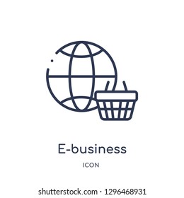 Linear e-business icon from Cryptocurrency economy and finance outline collection. Thin line e-business icon vector isolated on white background. e-business trendy illustration