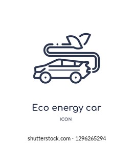 Linear eco energy car icon from Ecology outline collection. Thin line eco energy car icon vector isolated on white background. eco energy car trendy illustration