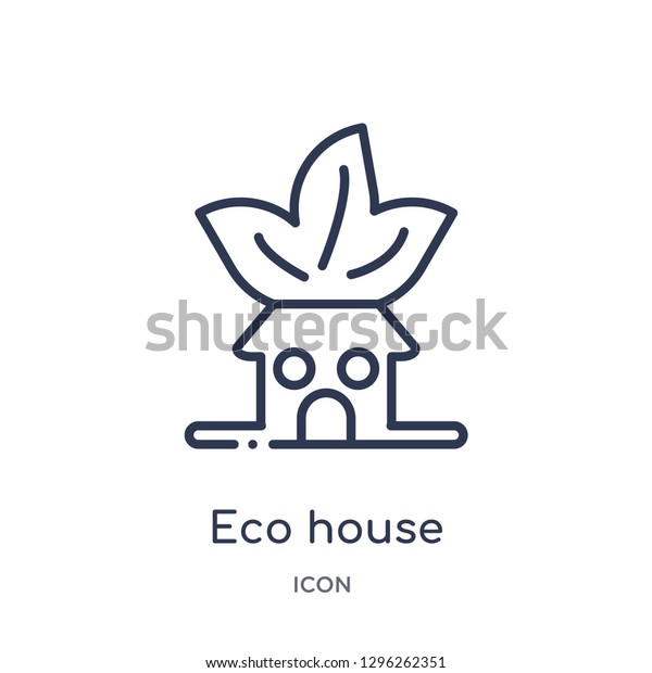 Linear eco house icon from Ecology outline\
collection. Thin line eco house icon vector isolated on white\
background. eco house trendy\
illustration