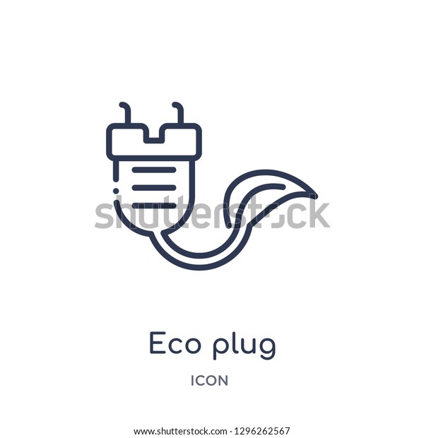 Linear eco plug icon from Ecology outline\
collection. Thin line eco plug icon vector isolated on white\
background. eco plug trendy\
illustration