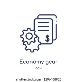 Linear economy gear icon from Cryptocurrency economy and finance outline collection. Thin line economy gear icon vector isolated on white background. economy gear trendy illustration