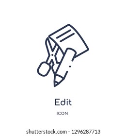 Linear edit icon from Customer service outline collection. Thin line edit icon vector isolated on white background. edit trendy illustration