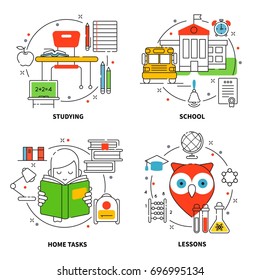 Linear Education Icons Set