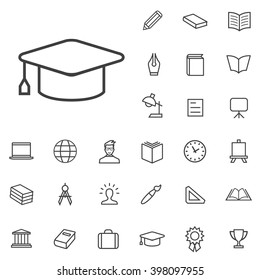 Linear education icons set. Universal education icon to use in web and mobile UI, education basic UI elements set