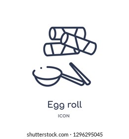 Linear egg roll icon from Culture outline collection. Thin line egg roll icon vector isolated on white background. egg roll trendy illustration