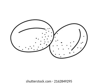 Linear eggs. Hand drawn illustration two whole eggs. egg, natural outline from kitchen concept isolated. Vector illustration