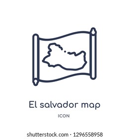 Linear el salvador map icon from Countrymaps outline collection. Thin line el salvador map icon vector isolated on white background. el salvador map trendy illustration