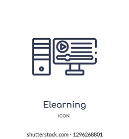 Linear elearning icon from Elearning and education outline collection. Thin line elearning icon vector isolated on white background. elearning trendy illustration