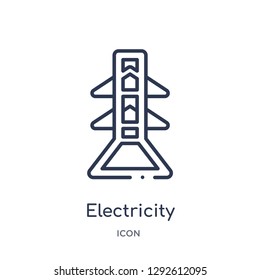 Linear electricity icon from Electrian connections outline collection. Thin line electricity icon vector isolated on white background. electricity trendy illustration