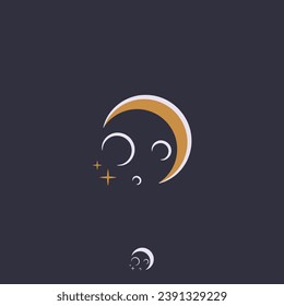 Linear elegant moon and star vector logo design concept 