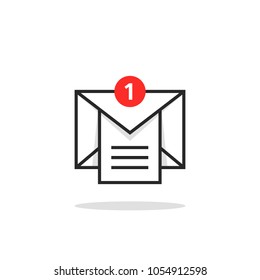 linear email like inbox notice logo. concept of marketing e-mail with attachment or overload mail box. trend modern black and red postal or mms logotype graphic outline design isolated on yellow