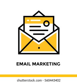 Linear email marketing icon for startup business. Pictogram in outline style. Vector flat line icon suitable for mobile apps, websites and presentation 