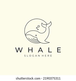 linear and emblem whale minimalist style logo vector icon illustration template design