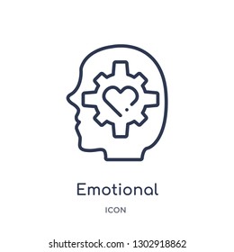 Linear emotional intelligence icon from Human resources outline collection. Thin line emotional intelligence icon isolated on white background. emotional intelligence trendy illustration