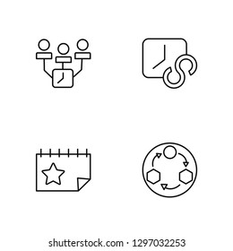 Linear Employees, Event, Infinite, Workflow Vector Illustration Of 4 outline Icons. Editable Pack Of Employees, Event, Infinite, Workflow