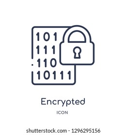 Linear encrypted icon from Cryptocurrency economy and finance outline collection. Thin line encrypted icon vector isolated on white background. encrypted trendy illustration
