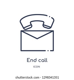 Linear end call icon from Message outline collection. Thin line end call icon isolated on white background. end call trendy illustration