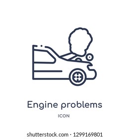 Linear engine problems icon from Insurance outline collection. Thin line engine problems icon isolated on white background. engine problems trendy illustration