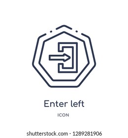 Linear enter left icon from Arrows outline collection. Thin line enter left vector isolated on white background. enter left trendy illustration