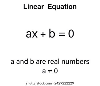 Linear Equation on the white background. Education.  Science. Vector illustration.