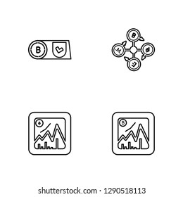 Linear Ethereum, Bitcoin, Network, Bitcoin Vector Illustration Of 4 outline Icons. Editable Pack Of Ethereum, Bitcoin, Network, Bitcoin