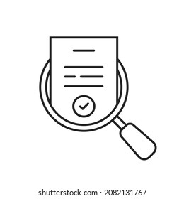 linear evaluate result icon like assess report. stroke trend modern assesment logotype graphic lineart design isolated on white. concept of analyze project or market regulatory or bank statement list