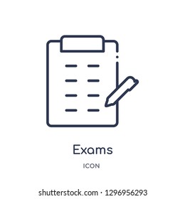 Linear exams icon from Education outline collection. Thin line exams icon isolated on white background. exams trendy illustration